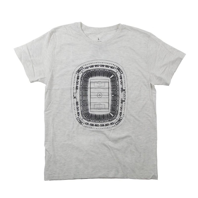 サッカースタジアムの間取り　デザインTシャツ　ユニセックスXS〜XLサイズ　Tcollector - Tシャツ - コットン・麻 グレー
