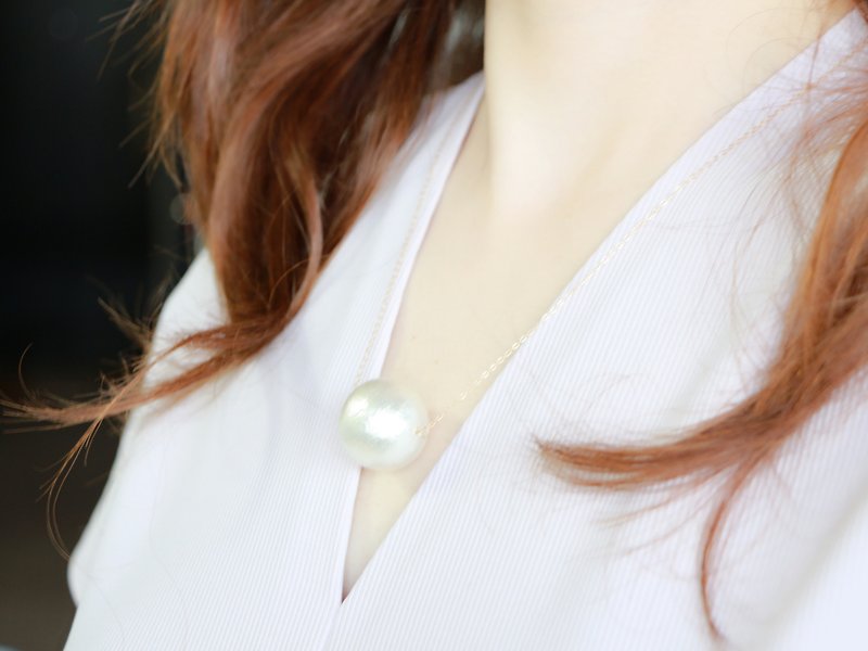 14kgf-Big cotton pearl necklace - ネックレス - 金属 ホワイト