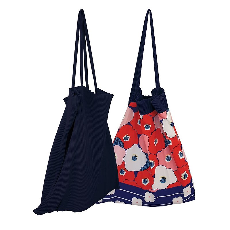 Pleat Bag , Reversible bag 日式 紅色簡約 休閒 時尚 新款 百摺袋 單肩袋 購物袋 純色 內有花款  皺褶清晰 隨身攜帶 - กระเป๋าถือ - เส้นใยสังเคราะห์ 