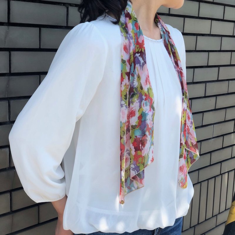 Ballett  柔らかな色合いの花柄シフォンスカーフ 京都  日本製 ご家庭で洗濯可 - 絲巾 - 聚酯纖維 粉紅色