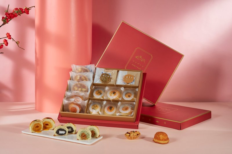 [Mid-Autumn Festival Gift Box] Handmade Biscuits and Fruit Mooncakes Gift Box Jinsha Milk King Liuxin Crisp - Handmade Cookies - Paper Gold