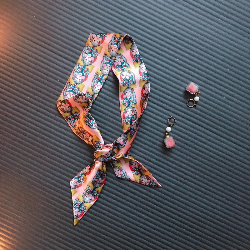 Qinkyの赤のオリジナルデザインのシルクスカーフ、ヘアバンドの女の子[株式] [スカーフ/ヘッドバンド/記念/誕生日プレゼント/友情の記念] - ヘアアクセサリー - シルク・絹 
