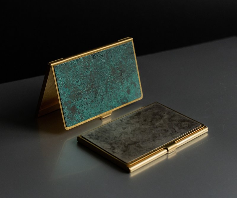 Japanese PICUS Spotted Bronze Business Card Case - ที่เก็บนามบัตร - ทองแดงทองเหลือง สีเงิน