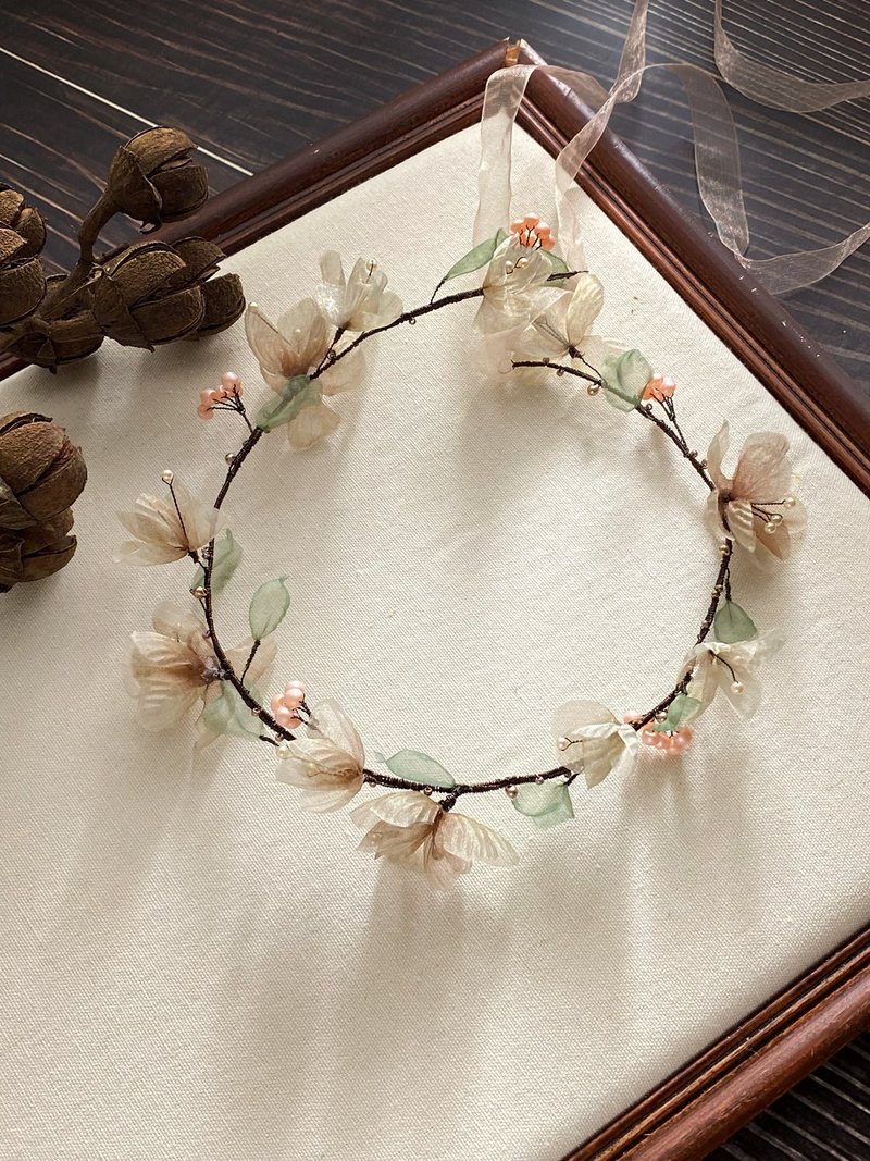手工新娘飾品 復古紗花 油畫裡的少女 髮圈/髮帶 - 髮圈/髮夾 - 絲．絹 
