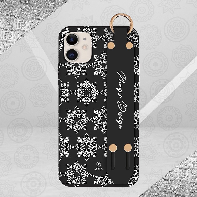 Customization-Glass Begonia Hand Band Phone Case iPhoneX XS 11 12 13 etc. (please ask for Android) - อุปกรณ์เสริมอื่น ๆ - ซิลิคอน สีดำ