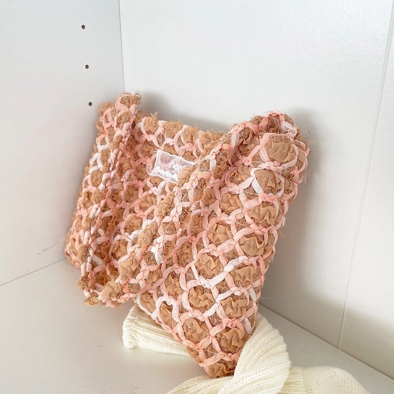 Rosy Tulle tote bag - 手提包/手提袋 - 聚酯纖維 咖啡色