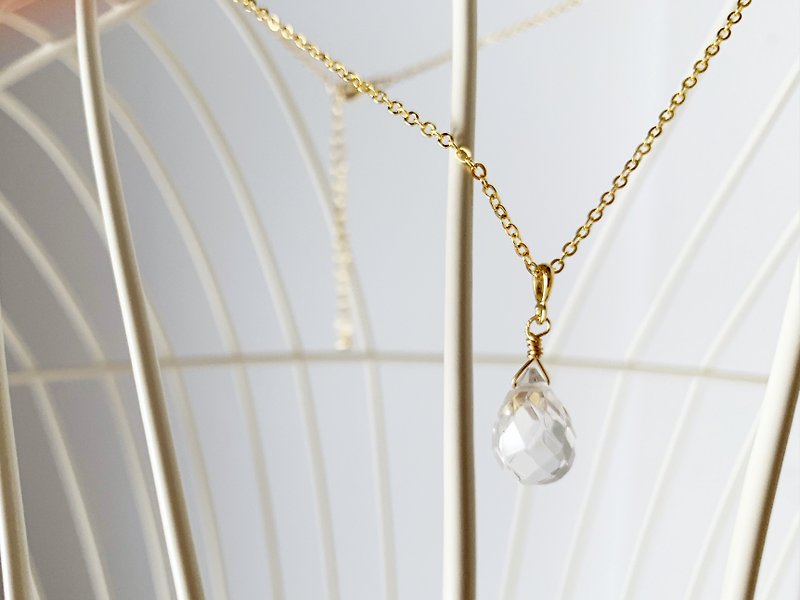 April birthstone large crystal quartz necklace - สร้อยคอ - เครื่องเพชรพลอย สีใส