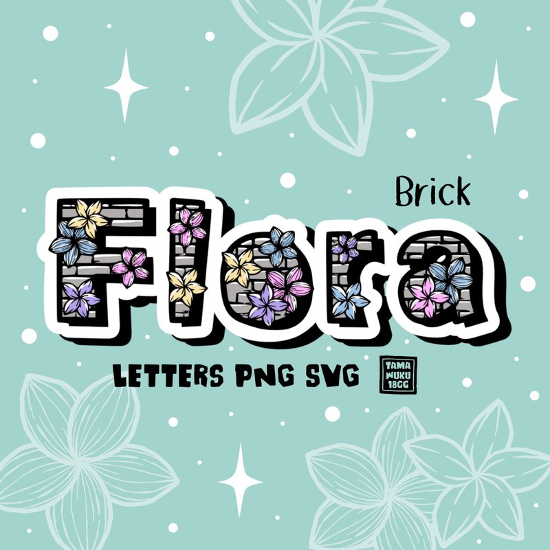 Flora Brick Letters PNG SVG - 其他數位商品 - 其他材質 