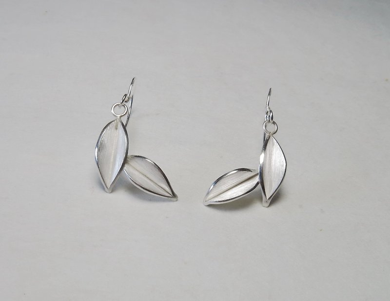Nature-Two Leaves  Silver Earrings/ handmade - Earrings & Clip-ons - Sterling Silver Silver