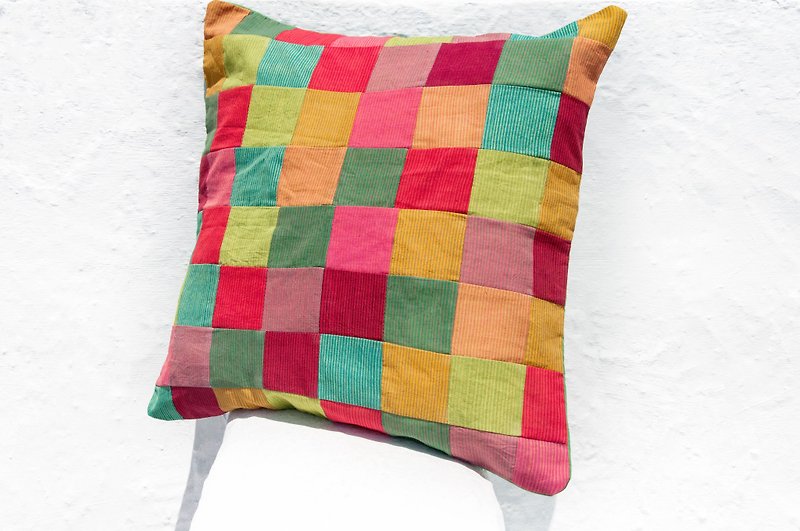 Hand-stitched hug pillowcase cotton pillowcase hand-splicing hug pillowcase-national wind rainbow macaron - Pillows & Cushions - Cotton & Hemp Multicolor