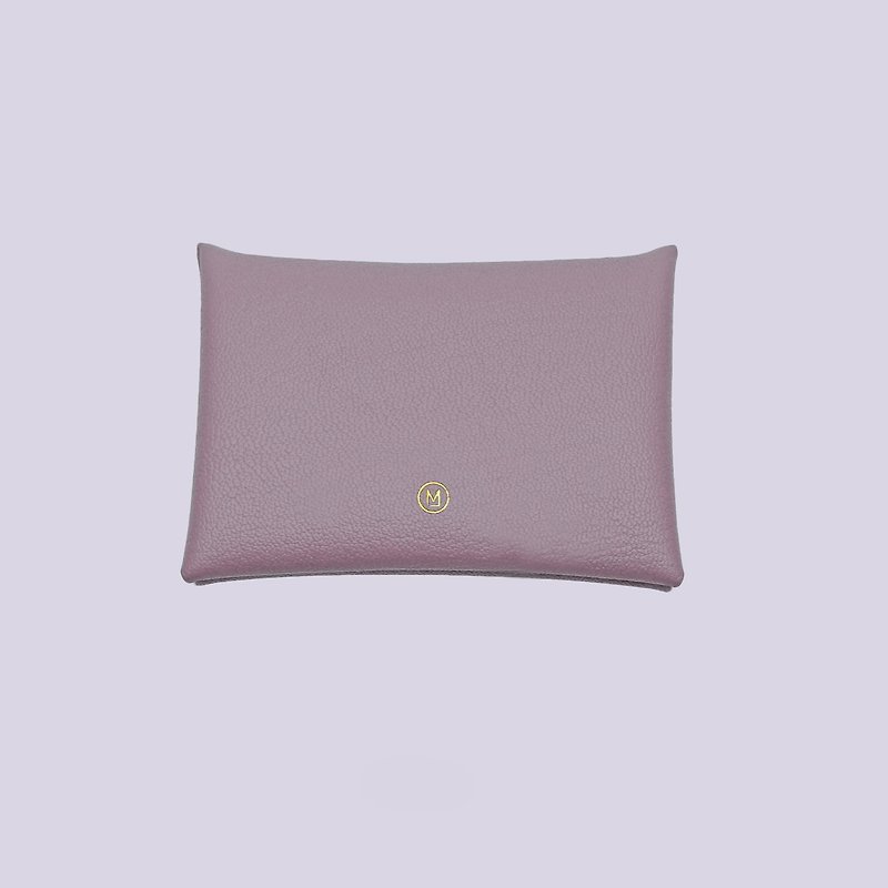 Custom genuine leather macaron lavender purple card holder/wallet/card holder/card case - กระเป๋าสตางค์ - หนังแท้ สีม่วง