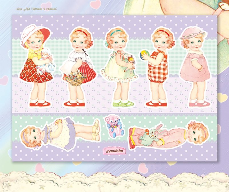 Paper doll Wrapping Paper - Lina / Scrapbook Paper / 30sheet A4 size 120g - Other - Paper 