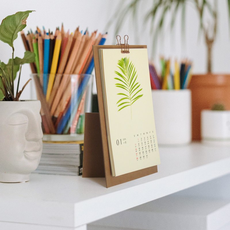 Silence of Plants - 2025 Mini Desk and Wall Calendar with Stand and Hanger - Calendars - Paper Red