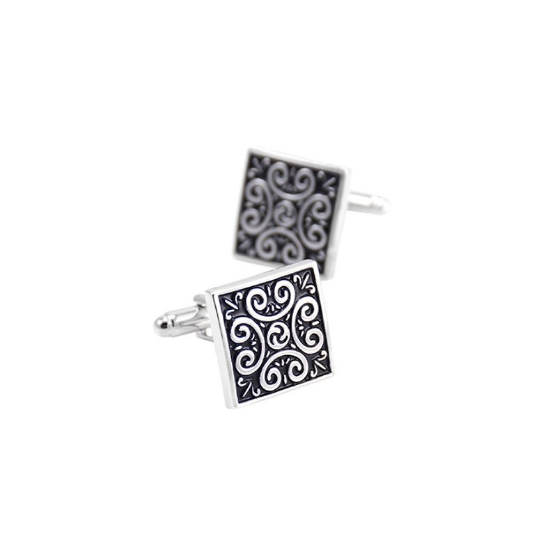 Kings Collection Square Vintage Roman Cufflinks KC10060 Silver - Men's Leather Shoes - Other Metals Silver