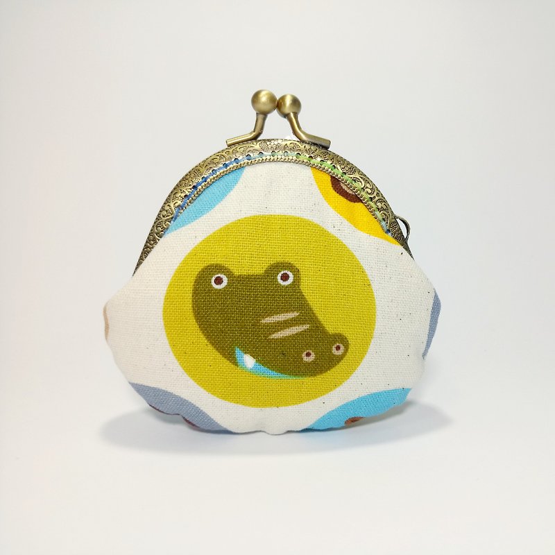 1987 Handmades [Zoo] gold coin purse clutch - Clutch Bags - Cotton & Hemp Multicolor