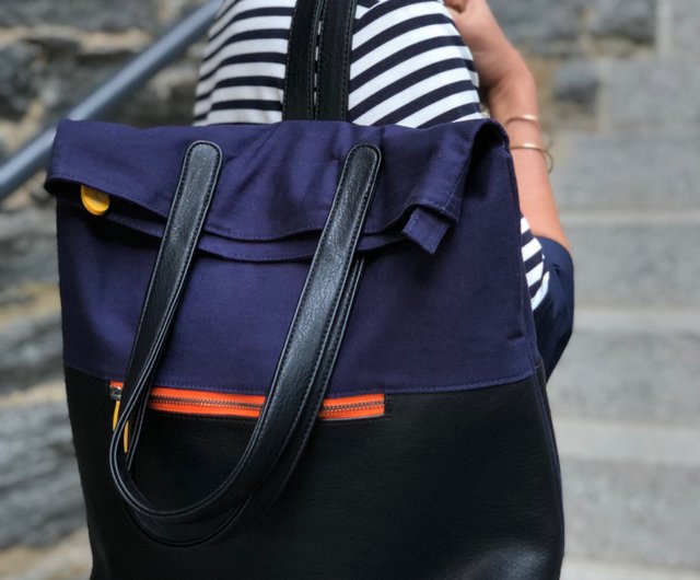 Canvas Laptop Bag - Navy Blue