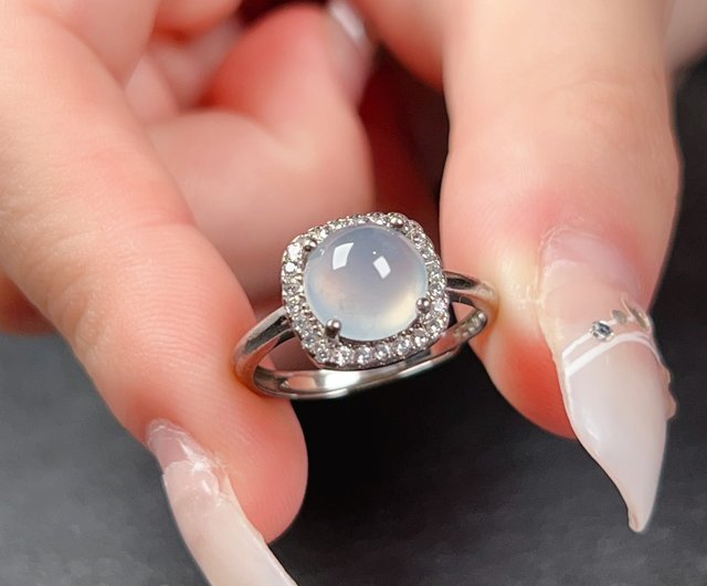 アイス ジェイド カボション リング 925 スターリング シルバー