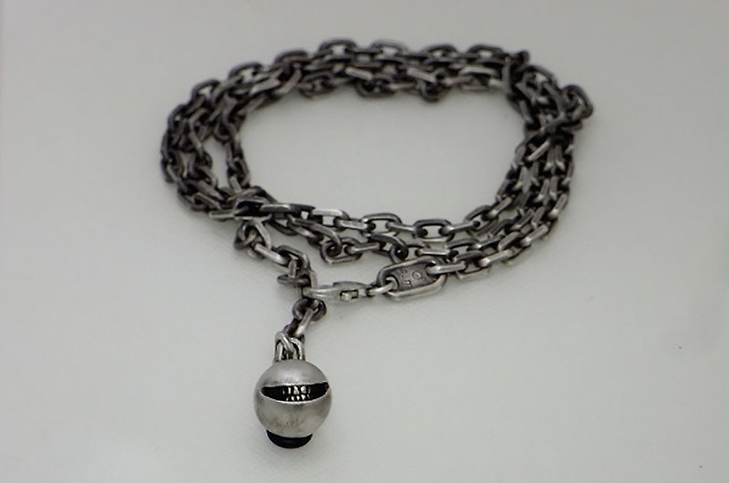 smile ball chain_B1 (s_m-B.04) ( 微笑 銀 手鐲 垂飾 bracelet necklace sterling silver  ) - สร้อยข้อมือ - เงินแท้ สีเงิน