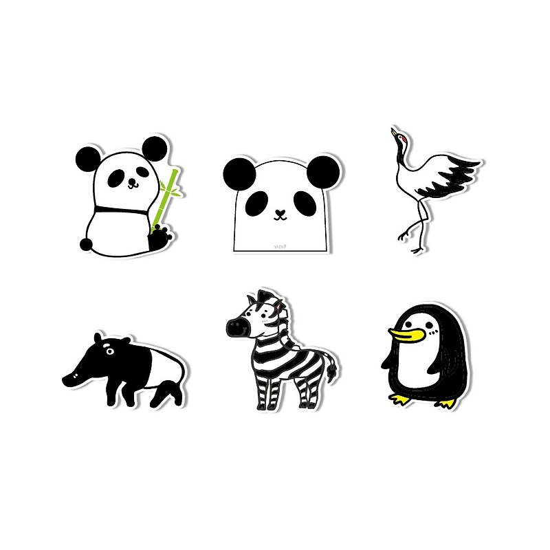 Waterproof stickers-black and white animals - สติกเกอร์ - วัสดุกันนำ้ สีดำ