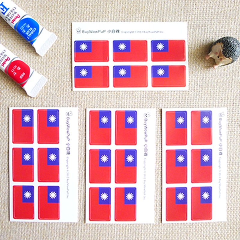 Taiwan flag waterproof sticker square shape length 2.5cm width 1.5cm - สติกเกอร์ - กระดาษ สีแดง