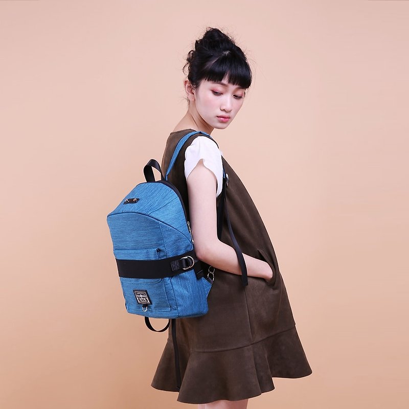 【Brand Zhou Qing - Flower Sale Sale $ 1000】 Bandage Bag (M) ║ Oxford Blue Green ║ - Backpacks - Waterproof Material Blue