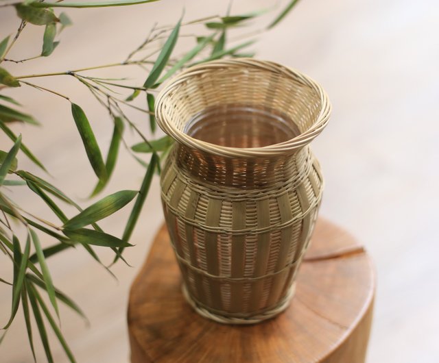 竹編みシリーズ | 竹編み花器 | 防漏瓶入り水瓶 | 伝統民芸品