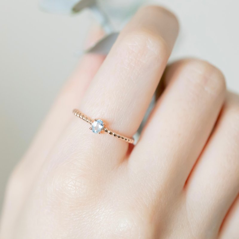藍托帕石925純銀橢圓麻花設計戒指 可調式戒指 - 戒指 - 水晶 銀色
