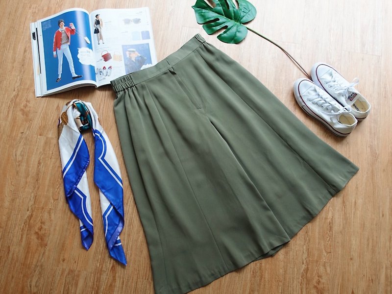 Vintage下著 / 寬褲 no.16 - 女長褲 - 聚酯纖維 綠色