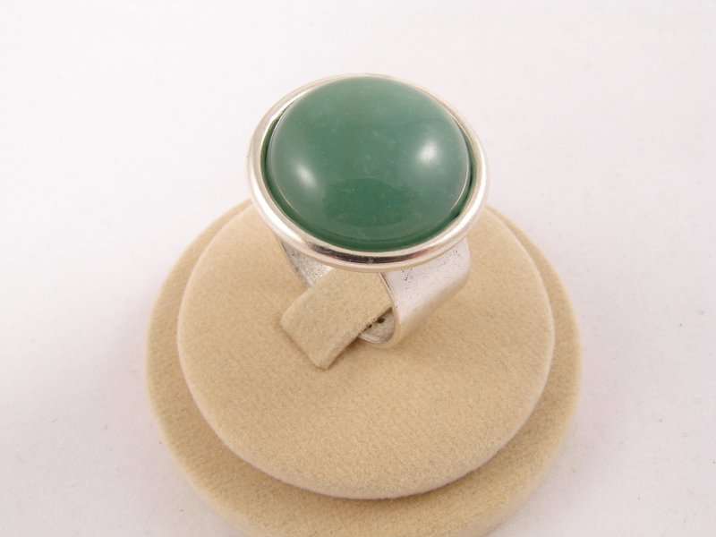 Green Aventurine Adjustable Ring Large Round Sage Mint Green Stone Ring Jewelry - 戒指 - 半寶石 綠色