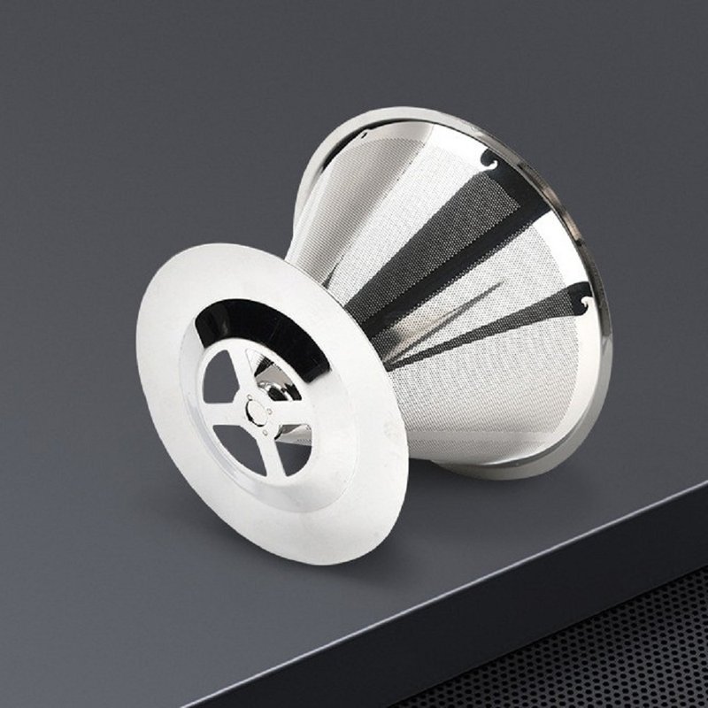 GELLIS Thickened 28.5% 11.35cm Single-Hole Flow-Through 300-Mesh Paperless Anti-Scald 304 Double-Layer Coffee Filter - เครื่องครัว - สแตนเลส สีเงิน