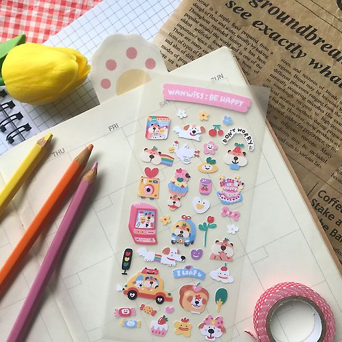 itsmewanwiss Cute waterproof premium stickers in collection Be Happy