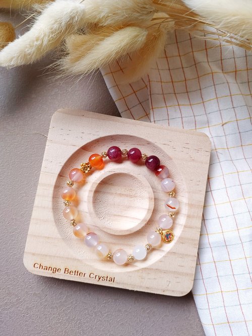 棉羊花手作×如願飾品 (快速出貨)頂輪/海底輪 天然紅草花瑪瑙+紫碧璽+紅財神蓮花手環