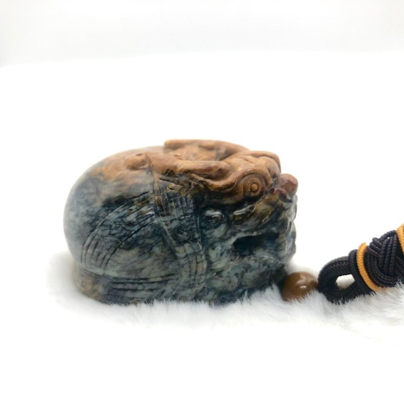 金龍龜-黃白河磨和闐玉藍漿帶皮手把件擺件【HotSummer】 - 擺飾/家飾品 - 玉石 藍色