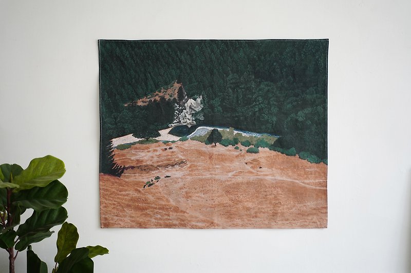 台湾山掛け布 - ため息の湾 83x70 cm - ポスター・絵 - コットン・麻 グリーン