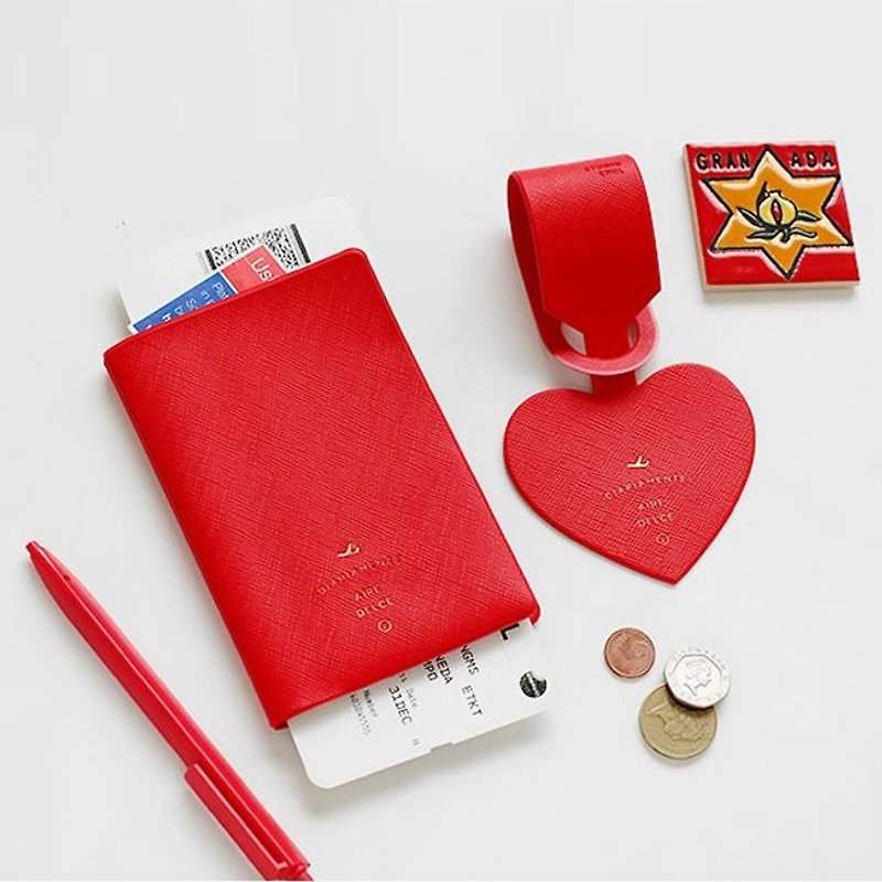 2NUL heart time passport cover - passionate red, TNL85175 - ที่เก็บพาสปอร์ต - พลาสติก สีแดง