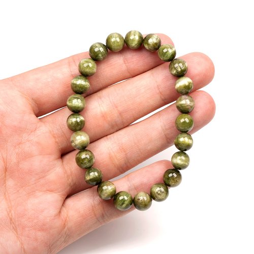 ★キャッツアイグリーントルマリン 8.8ミリ珠 ブレスレット(SA+) Zhengjia Jewelry】グリーントルマリントップキャッツアイ