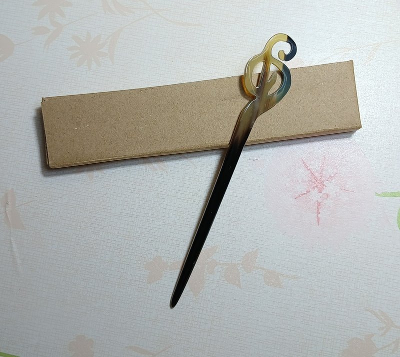 Hairpin Hairstick Antiquity Hair Accessories Hairclip Handmade from Buffalo Horn - 髮圈/髮夾 - 環保材質 咖啡色