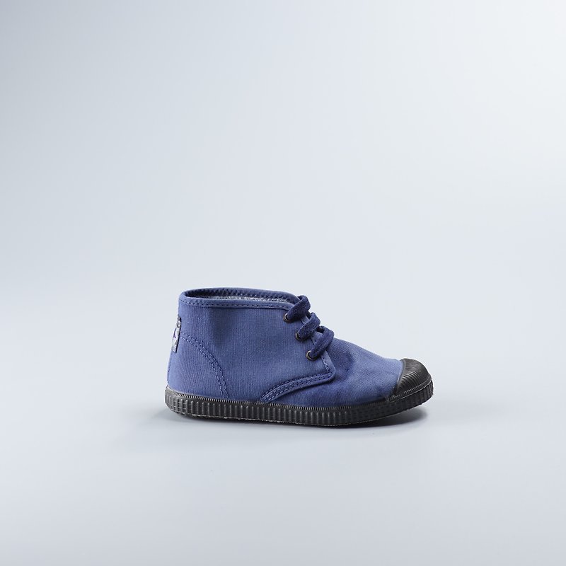 Spanish canvas shoes Chukka winter bristles blue black head wash old 960777 children's shoes - รองเท้าเด็ก - ผ้าฝ้าย/ผ้าลินิน สีน้ำเงิน