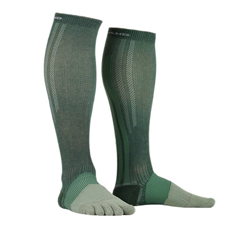 【FOOTLAND】MA arch protection, comfortable fit, below-knee five-toe horse socks-CP dark green - ชุดเดินป่า - วัสดุอื่นๆ สีเทา