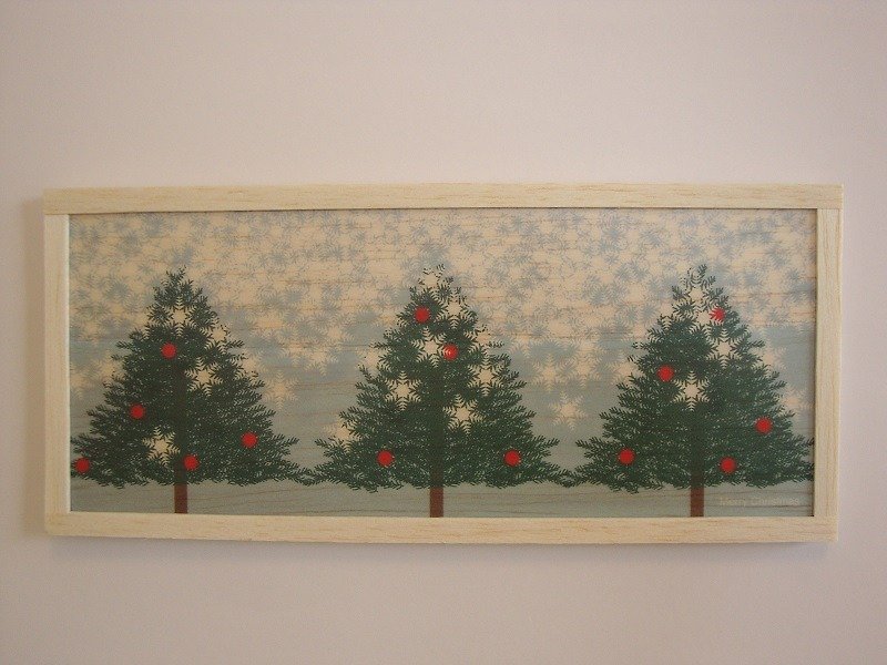tree and snow - ウォールデコ・壁紙 - 木製 ブルー