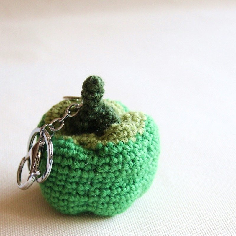 Amigurumi crochet doll: play food bell pepper, vegetable bell petter key ring - Keychains - Polyester Green