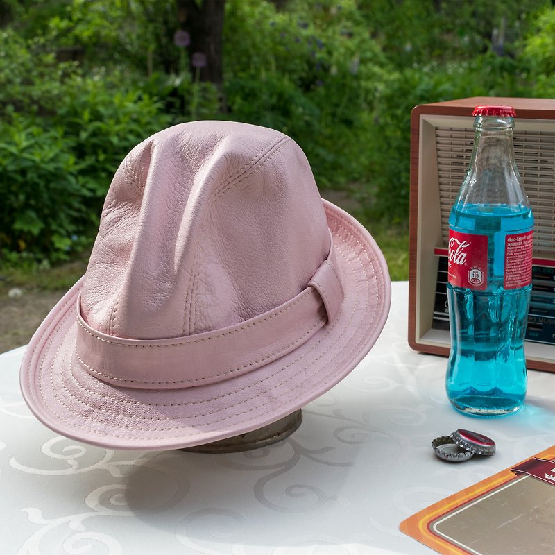 Fedora Leather Hat Candice / pink fedora 56 cm / Mickey O&#x27;Neil hat / Snatch