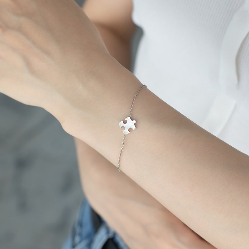 Puzzle puzzle bracelet memory series 925 sterling silver bracelet - สร้อยข้อมือ - เงินแท้ สีเงิน