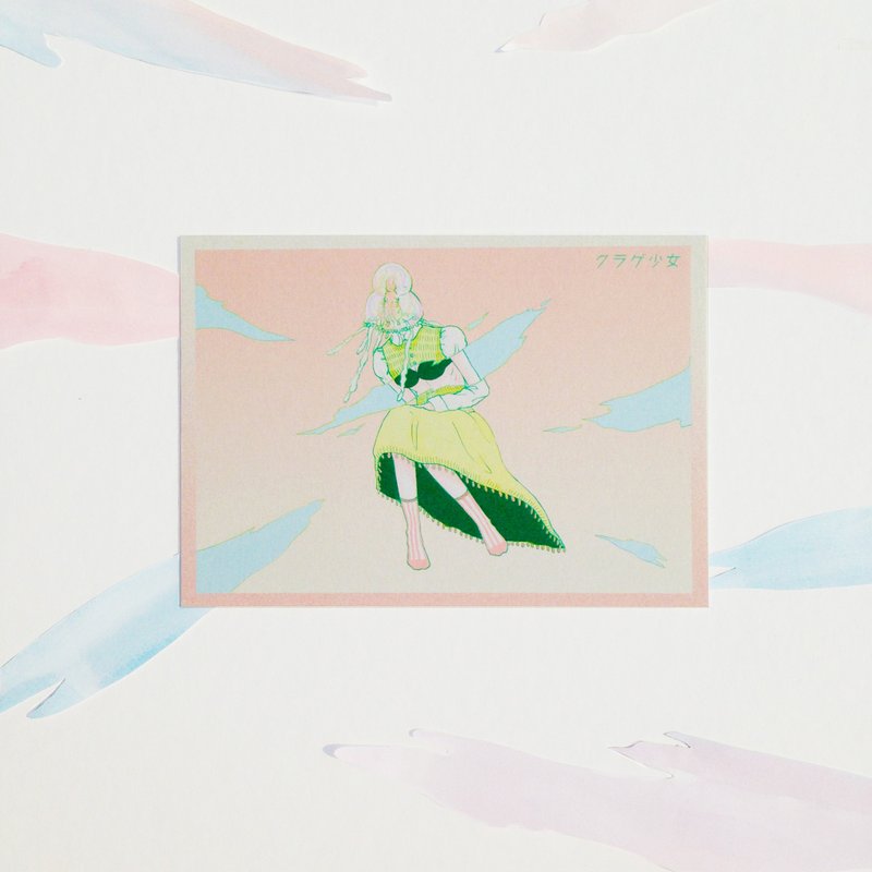 插畫明信片-水母少女（二） - 卡片/明信片 - 紙 多色