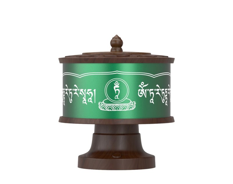 幸運 綠度母心咒-轉經輪 - 擺飾/家飾品 - 木頭 咖啡色