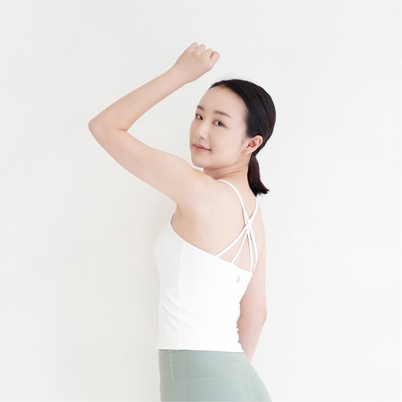 【Mukasa】DURABLE 高彈蝶型細肩背心 - 白雪仙子 - MUK-23031 - 女運動上衣/背心 - 其他材質 白色