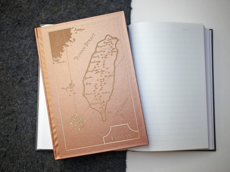 Customized product laser engraving Taiwan map hardcover note book can be engraved with text and name - สมุดบันทึก/สมุดปฏิทิน - กระดาษ สีทอง