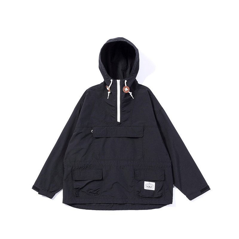 Japan limited POLER 60/40 WIDE SEEKER ANORAK windproof and waterproof blouse/black - Men's Coats & Jackets - Other Materials Black