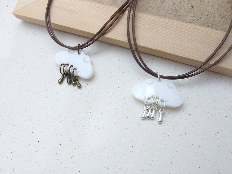 Wax line necklace cloud shell drop raindrop wax rope wax line necklace - สร้อยคอทรง Collar - วัสดุอื่นๆ ขาว