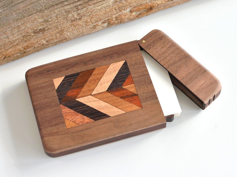 木製名刺入れ【Parquet work】Business Card Case Walnut - 名片夾/名片盒 - 木頭 